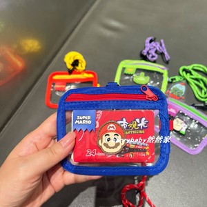 日系可爱透明卡套面包超人马里奥pvc卡通挂脖公交卡证件收纳包