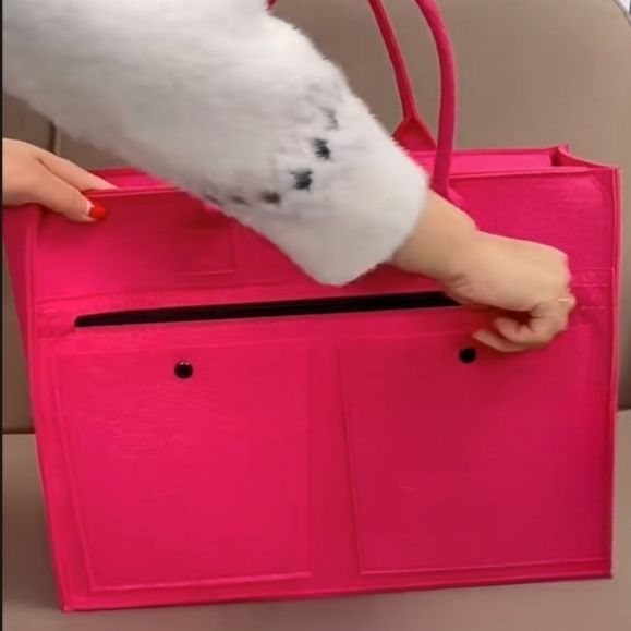 毛毡新款手提包手提袋女包学生时尚大容量购物袋定制logo挂行李箱
