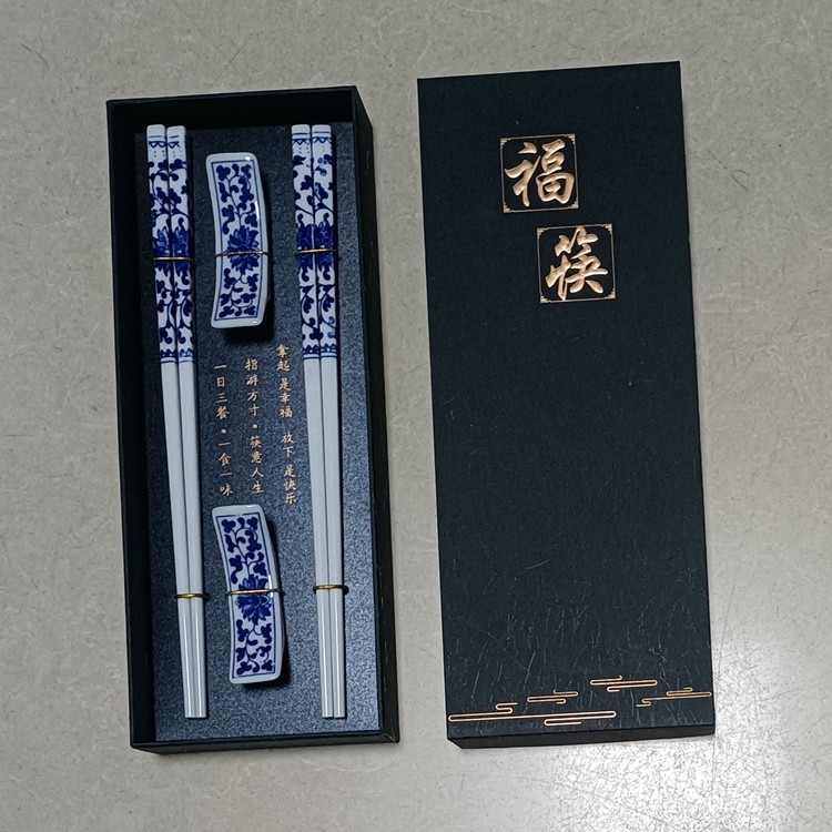 环保绿色青花筷子架景德镇陶瓷