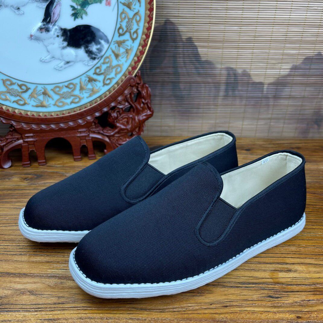 suxinlv/素心履礼服呢艾绒千层底男士透气纯手工老北京布鞋