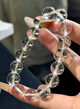 男女简约白水晶手串圆珠手链