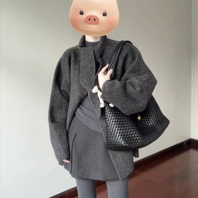 2025年新款深冬灰色呢子大衣女入冬季毛呢外套独特超好看加厚短款