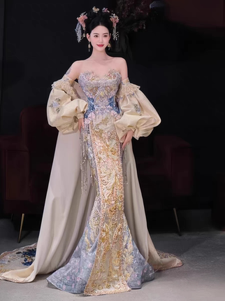 出租高端重工秀禾服新娘结婚2026中式香槟金色婚服奢华敬酒嫁衣夏