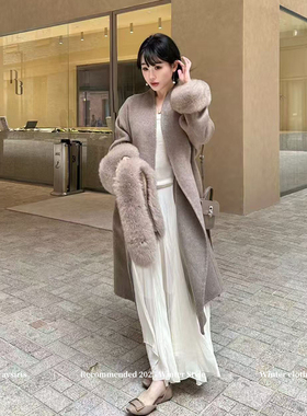 alwaysiris媛鸢/ 性价比款！狐狸毛双面羊毛气质腰带大衣