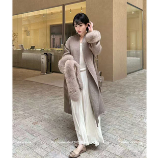 alwaysiris媛鸢/ 性价比款！狐狸毛双面羊毛气质腰带大衣