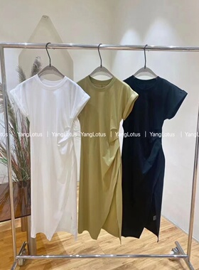 curefor 广州uus2023年夏季新款时尚简约气质收腰显瘦开衩连衣裙