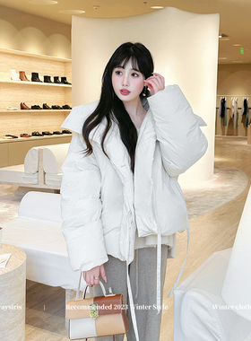 alwaysiris媛鸢/90白鸭绒超温暖！可调节系带翻领羽绒服