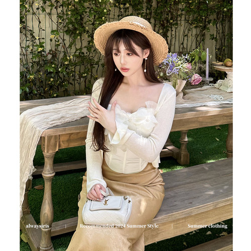 立体花朵法式鱼尾裙浪漫气质