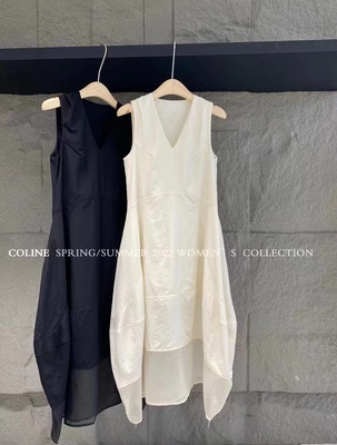 网纱拼接棉简约气质背心连衣裙