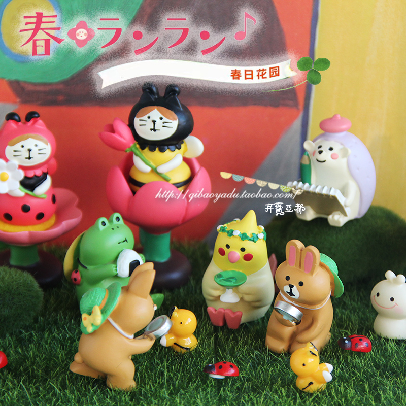 日系可爱潮玩萌物树脂摆件桌面装饰蜜蜂猫公仔花园场景装饰五件免