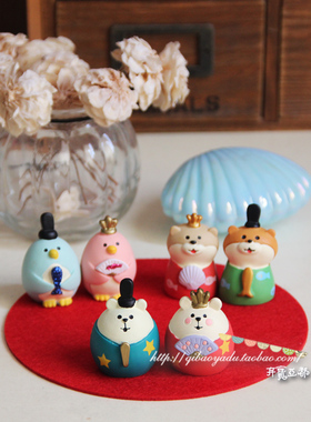 少女心日式风企鹅公仔桌面摆件