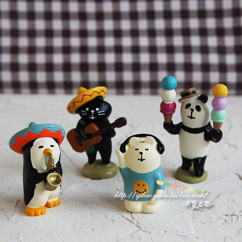 日式风乐队系列企鹅公仔车载摆件