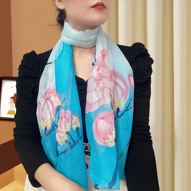 春夏防晒雪纺长条小丝巾围巾秋冬季新款女送妈妈礼品纱巾洋气时尚