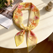 60cm田园丝巾系脖女士新款 护颈领巾小清新方巾领巾配碎花裙 薄纱款