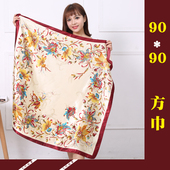 杭州丝绸90方巾丝巾批量发春秋百搭绸缎百搭围巾仿真丝领巾包头巾