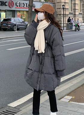 立领羽绒棉服女中长款冬