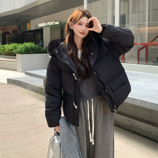 实拍苏九儿羽绒棉服女冬季2025新款短款小个子棉服超好看时尚外套