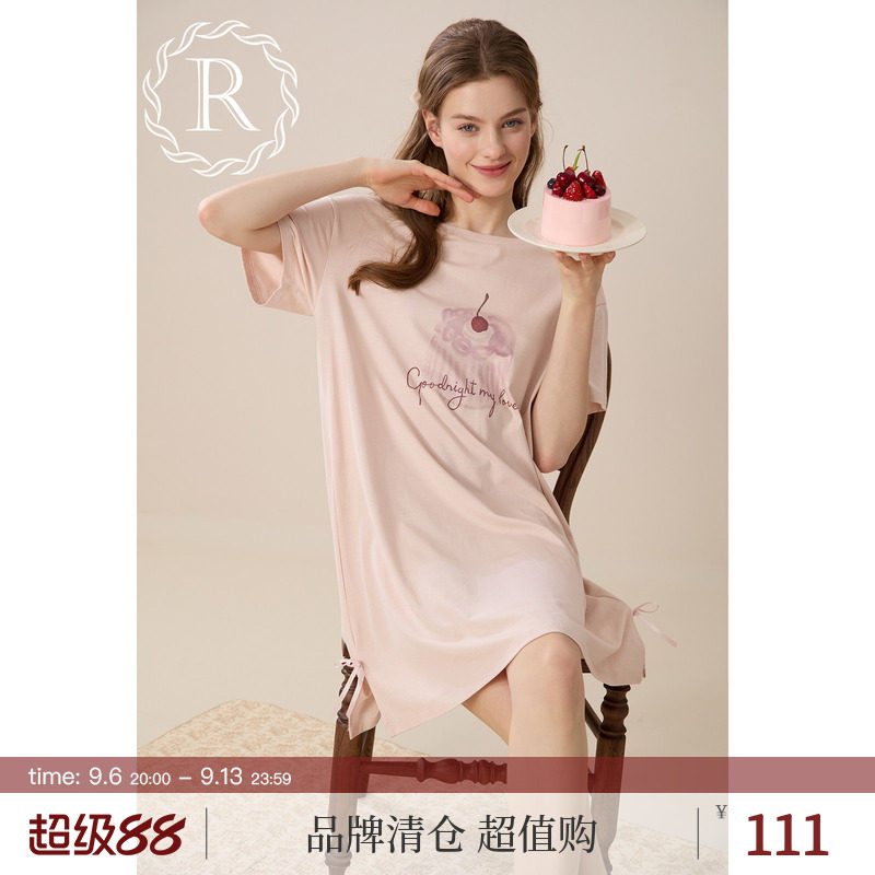 RoseTree夏日甜美少女印花短睡裙图片