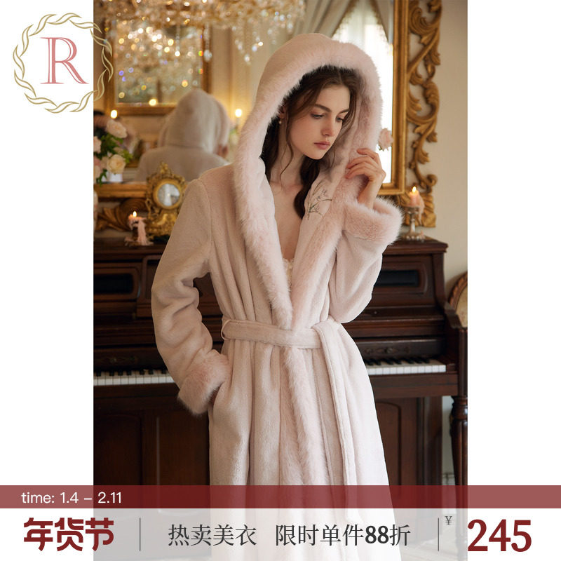 RoseTree珊瑚绒睡袍女冬季连帽长款浴袍加厚保暖国风牛奶绒睡衣,女士内衣/男士内衣/家居服,睡袍/浴袍,淘宝优惠券,粉丝福利购,淘宝优惠卷