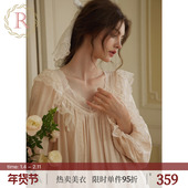 RoseTree宫廷风睡裙女春秋季 复古公主高级感睡衣 蕾丝法式 长袖 长款