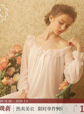 RoseTree宫廷睡裙春秋法式蕾丝家居服公主风高级感性感睡衣女长袖