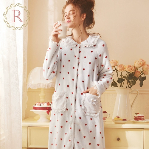 Коралловый бархатный демисезонный банный халат, милая длинная фланелевая пижама для принцессы