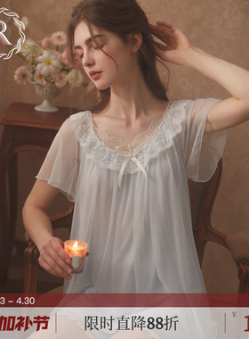 RoseTree公主睡衣女款夏季薄款短袖蕾丝宫廷风家居服套装2026新款