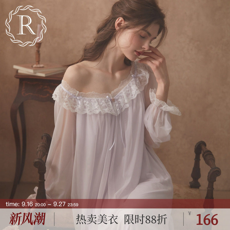 RoseTree唯美宫廷风柔纱睡裙长袖