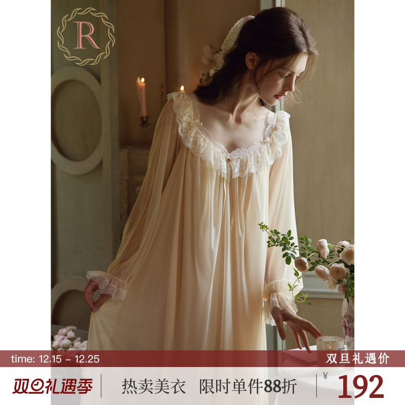 RoseTree宫廷风柔纱睡裙长袖睡裙