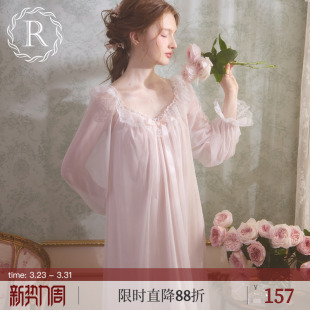 RoseTree冰丝睡裙女春秋长袖 夏 蕾丝性感宫廷公主纯欲睡衣2026新款