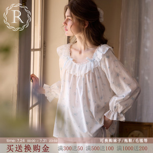 RoseTree宫廷风睡衣女春秋季 长袖 蕾丝复古性感家居服套装 2025新款