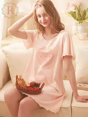RoseTree cute Japanese nightdress women Summer thin short sleeve cotton cartoon sweet princess girl pajamas
