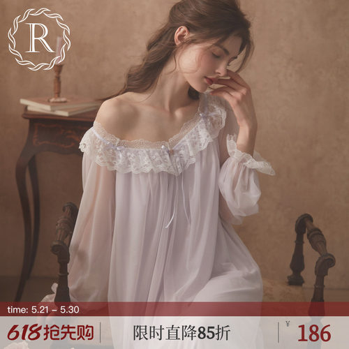RoseTree唯美宫廷风柔纱睡裙长袖