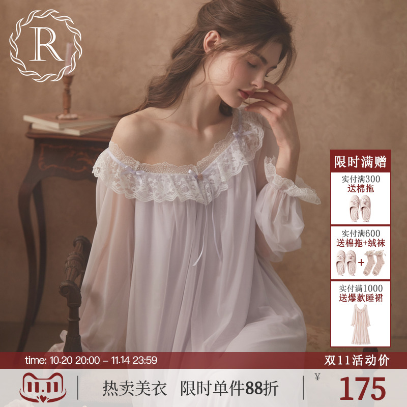 RoseTree唯美宫廷风柔纱睡裙长袖