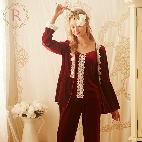 Демисезонная пижама для принцессы, сексуальный лонгслив, японский банный халат, комплект, 3 предмета