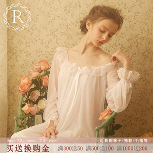 蕾丝家居服公主风高级感性感睡衣女长袖 RoseTree宫廷睡裙春秋法式