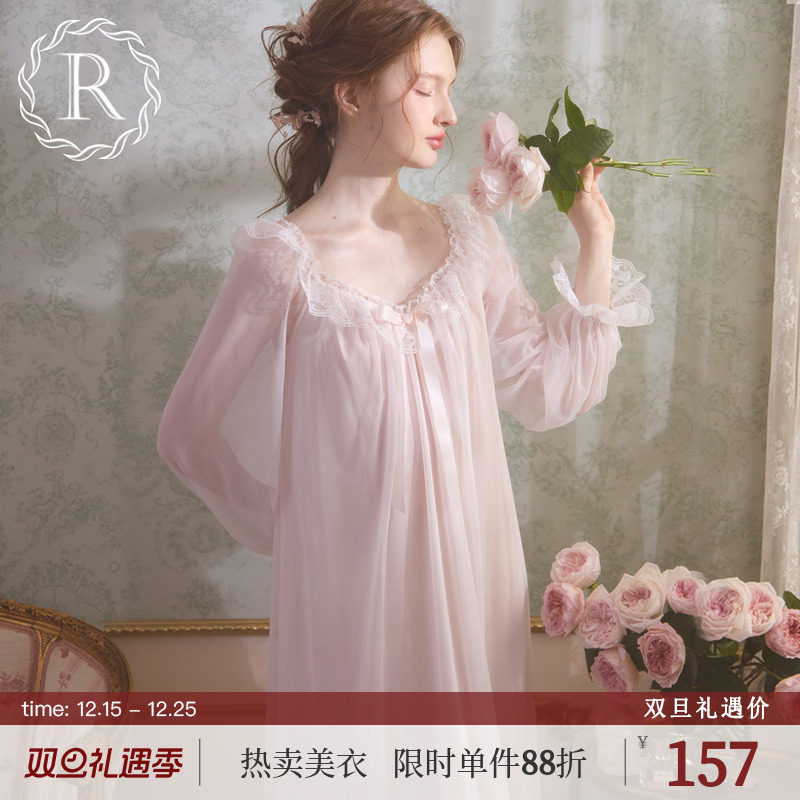 RoseTree冰丝复古公主风睡裙
