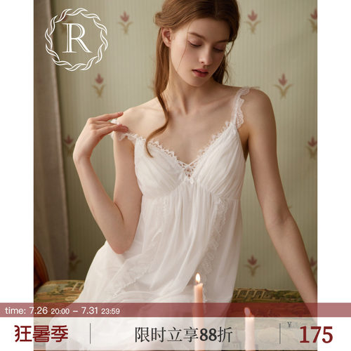 RoseTree经典蕾丝网纱吊带短睡裙