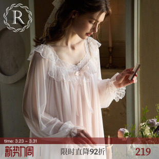 公主风睡衣裙2025新款 RoseTree宫廷睡裙春秋季 蕾丝法式 长款 女长袖