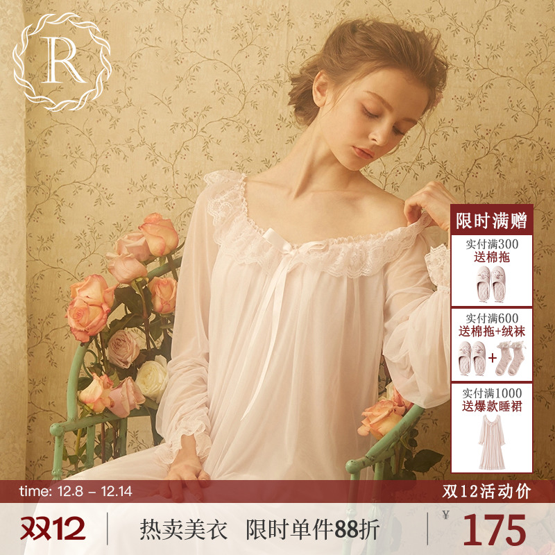 rosetree宫廷睡裙复古蕾丝家居服