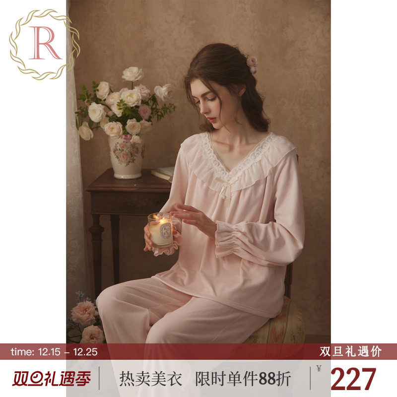 古典宫廷风甜美少女银狐绒家居服