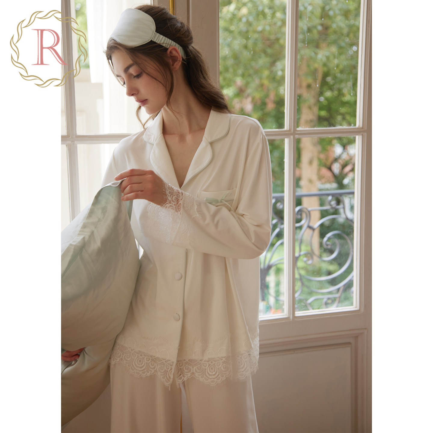 RoseTree莫代尔睡衣女春秋长袖白色法式高级感家居服套装2026新款 - rosetree旗舰店出品