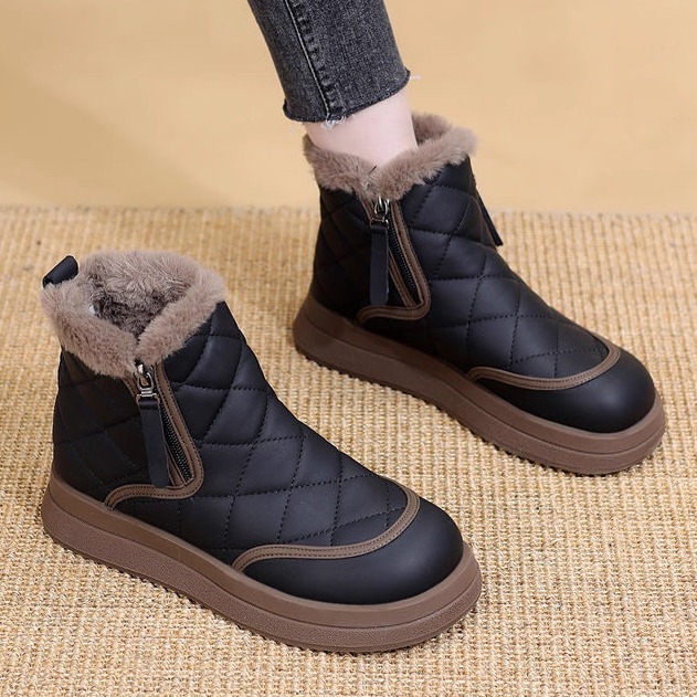 东北雪地靴女防水2025新款冬季加绒加厚保暖妈妈棉靴中老年短靴厚