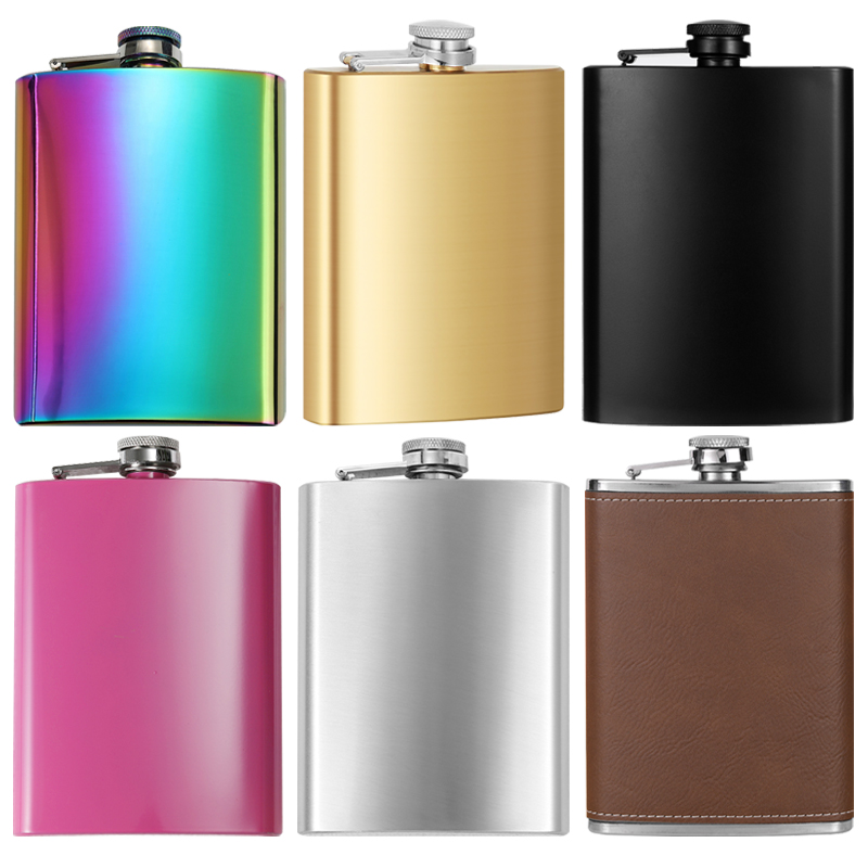 8盎司227毫升不锈钢扁酒壶