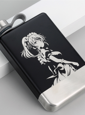 9OZ盎司5两黑便携食品级304不锈钢酒壶Hip Flask个性定制LOGO刻字