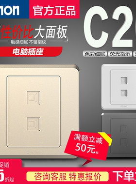 Simon西蒙C20系列5类双电脑电脑/信息/网络网线插座/PC插座面板