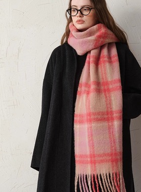 围巾女款2025新款冬披肩羊毛粉色蓝色时尚洋气高档围巾韩系氛围感