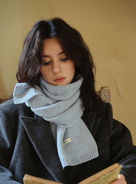 围巾女款2025新款冬女生红色蓝色时尚洋气高档围巾轻奢高级感羊毛