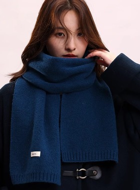 围巾女款2025新款冬女生羊毛灰色蓝色时尚洋气高档围巾韩系氛围感