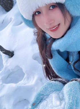 围巾女款2025新款冬披肩女生羊毛蓝色时尚洋气高档围巾韩系氛围感